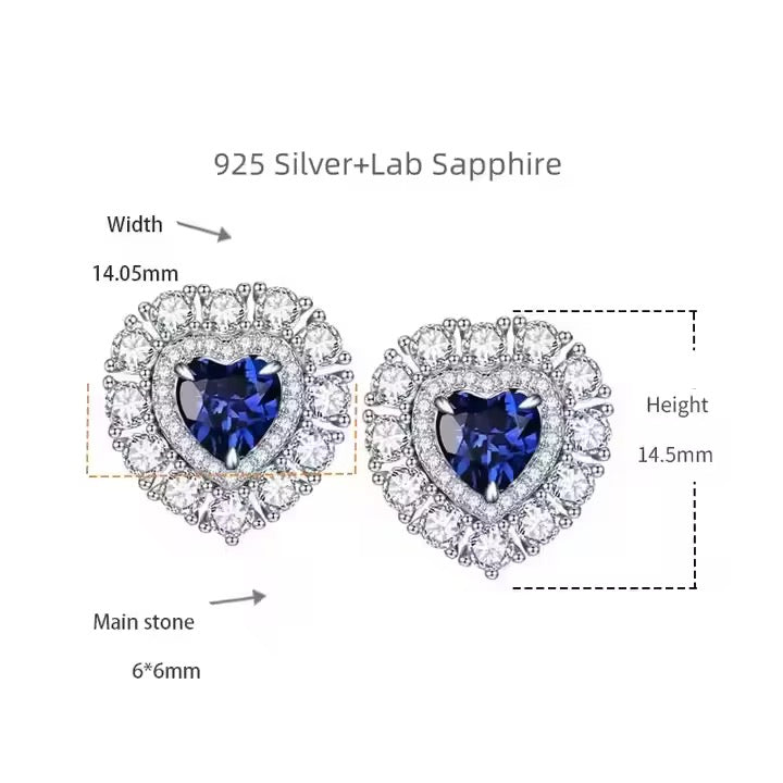 0.8ct Heart Shape Real Sapphire Earrings