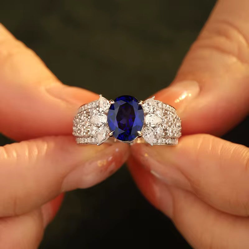 6*8mm Oval Cut Real Sapphire Ring