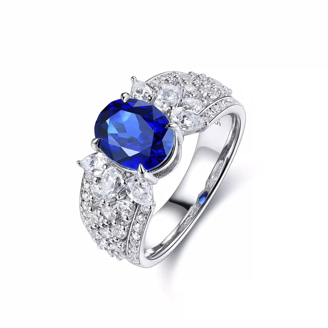 6*8mm Oval Cut Real Sapphire Ring