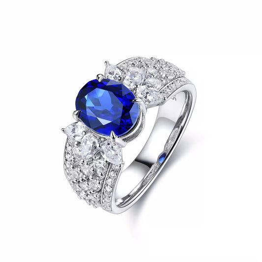 6*8mm Oval Cut Real Sapphire Ring