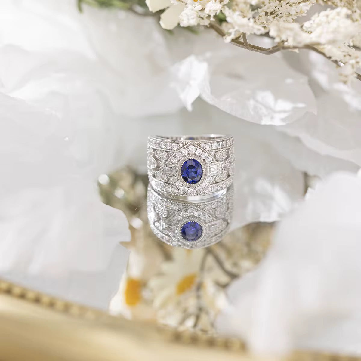 1ct Real Sapphire Ring with 925 silver for men and women