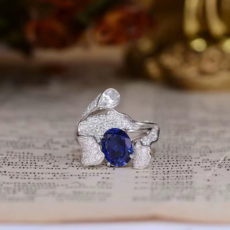 2ct Real Sapphire Ring with 925 silver for women