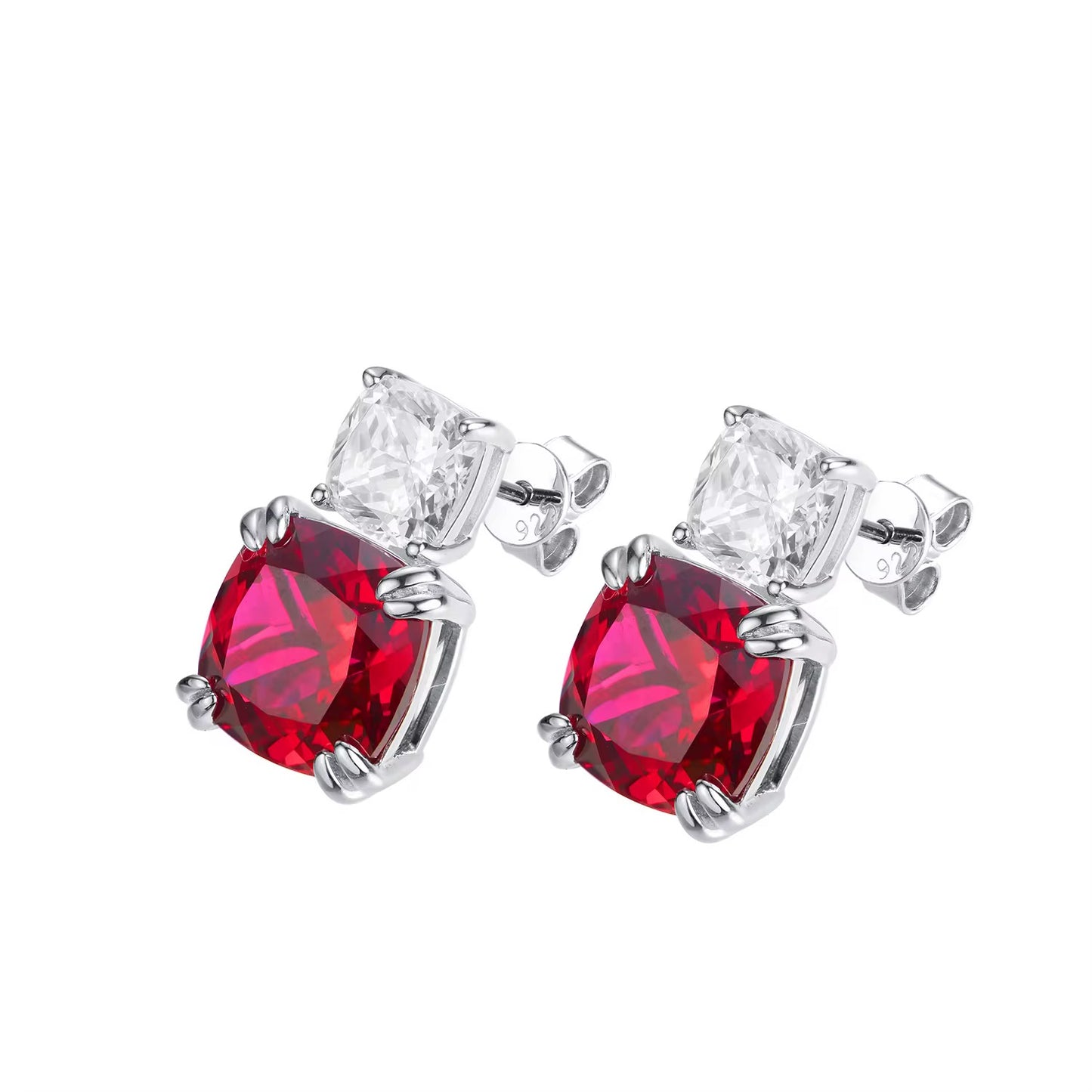 10*10mm Real Sapphire and Ruby Earrings