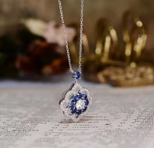 0.5ct each Stone Real Sapphire Necklace (40+5cm)