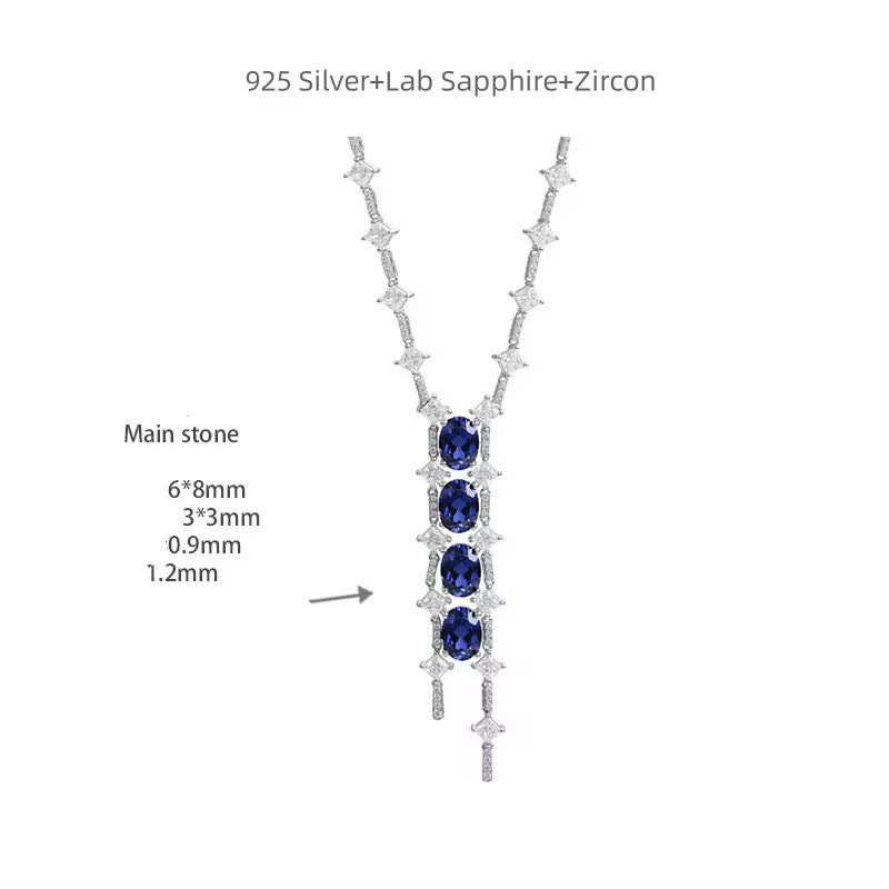 1.5ct 4stone Real Sapphire Necklace (40+5cm)