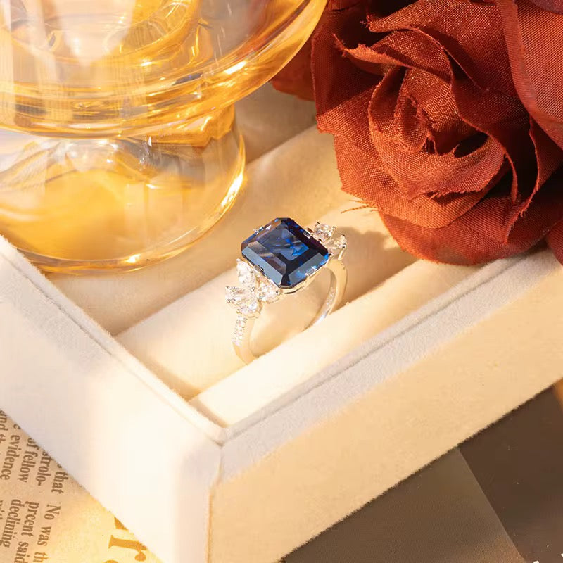 5ct Real Sapphire Ring with 925 silver for women