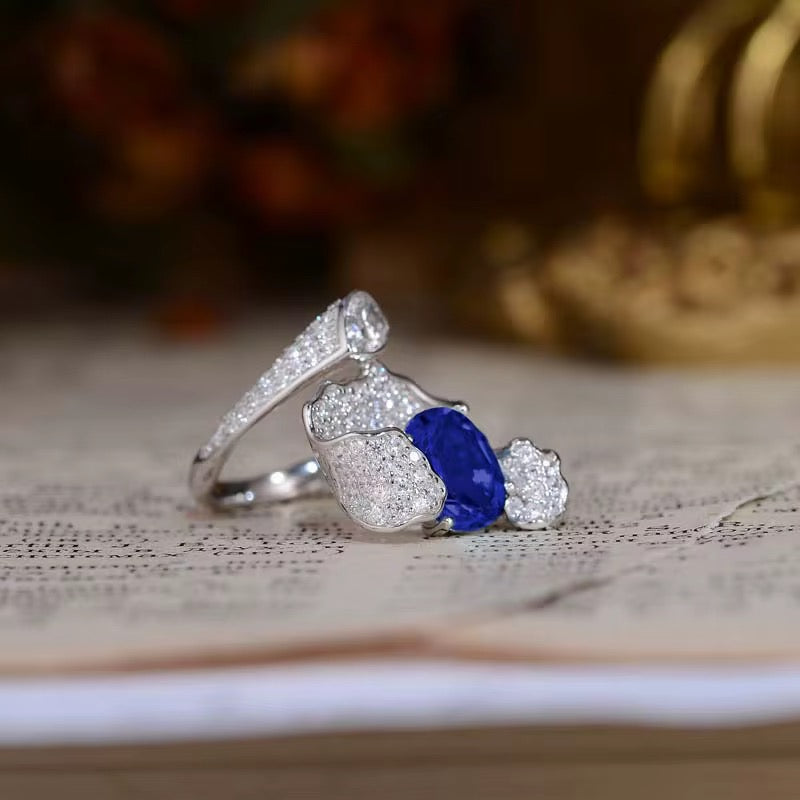 2ct Real Sapphire Ring with 925 silver for women