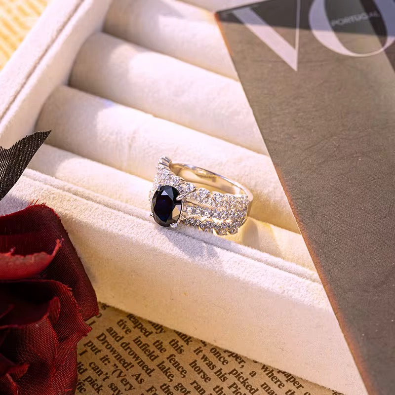 2ct Real Sapphire Ring with 925 silver for women