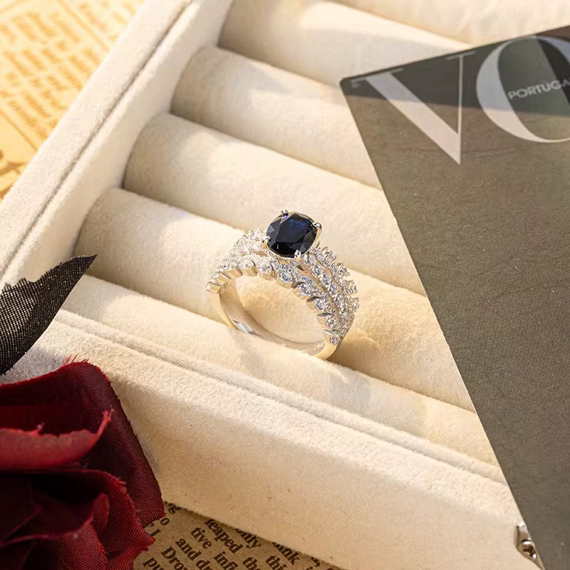2ct Real Sapphire Ring with 925 silver for women