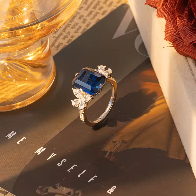 5ct Real Sapphire Ring with 925 silver for women
