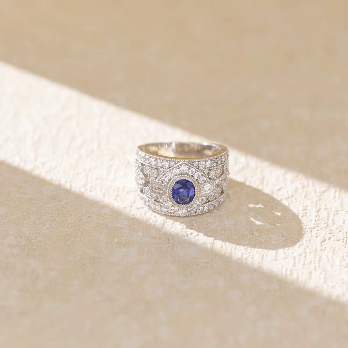 1ct Real Sapphire Ring with 925 silver for men and women