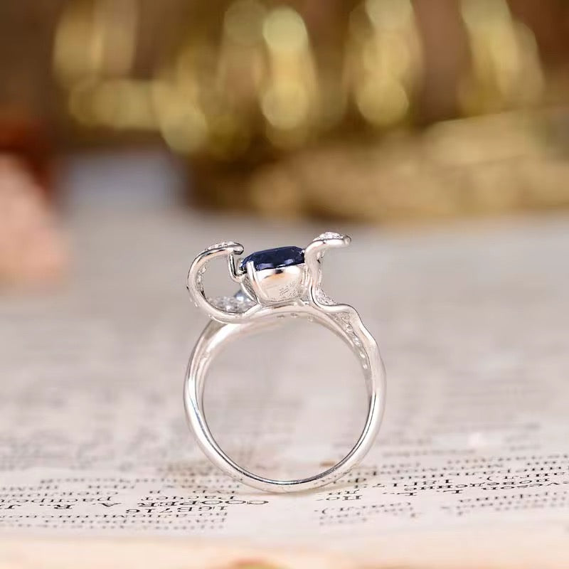 2ct Real Sapphire Ring with 925 silver for women