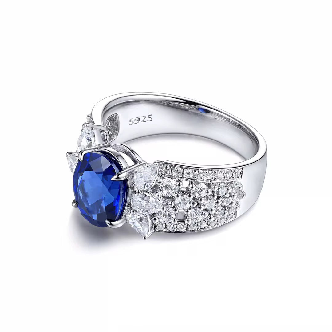 6*8mm Oval Cut Real Sapphire Ring