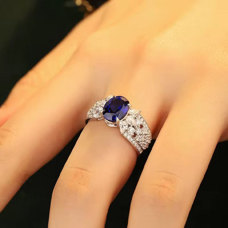 6*8mm Oval Cut Real Sapphire Ring
