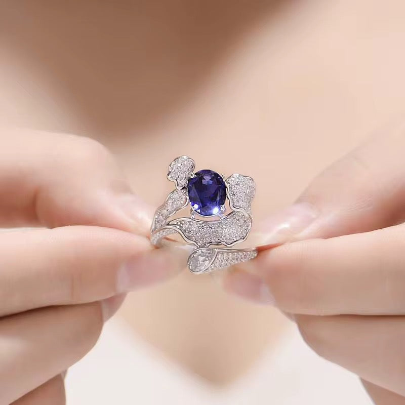 2ct Real Sapphire Ring with 925 silver for women