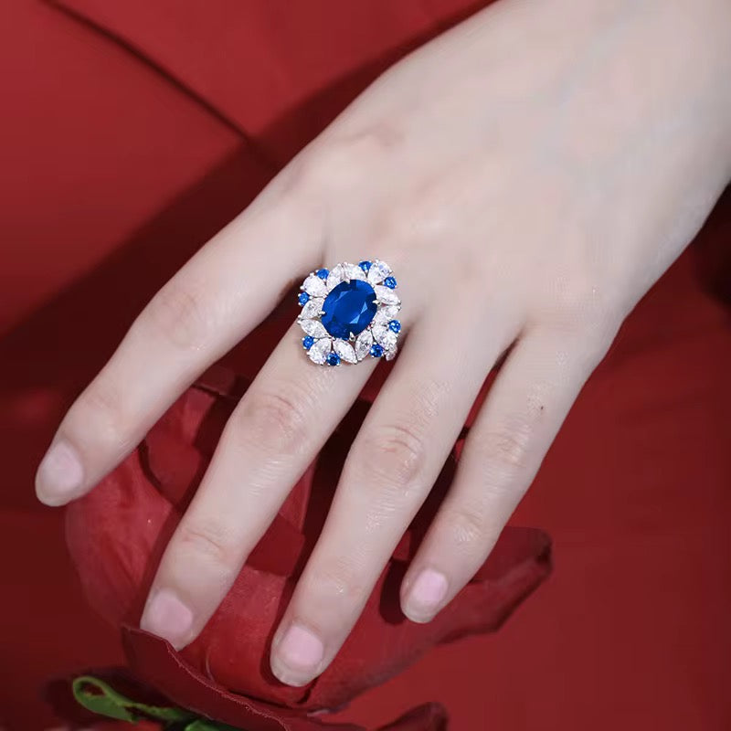 6ct Real Sapphire Ring with 925 silver for women