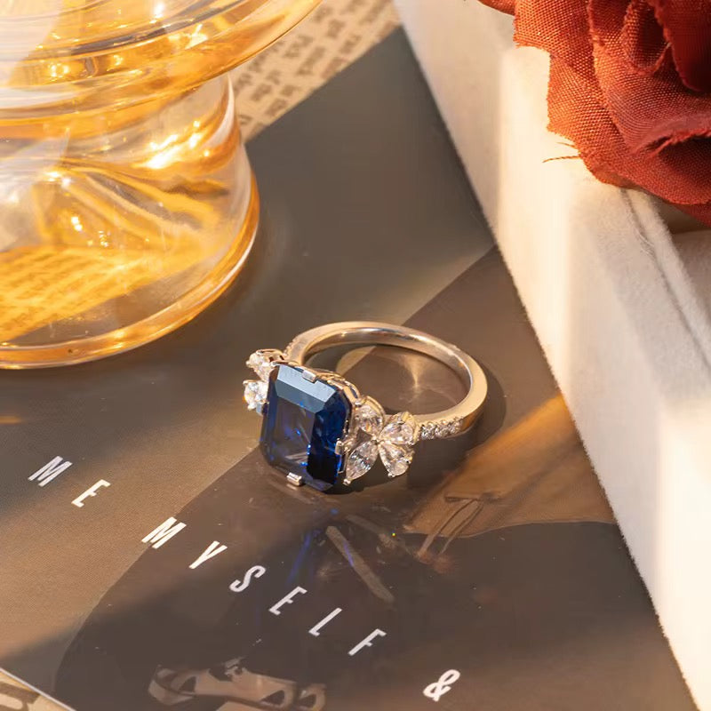 5ct Real Sapphire Ring with 925 silver for women