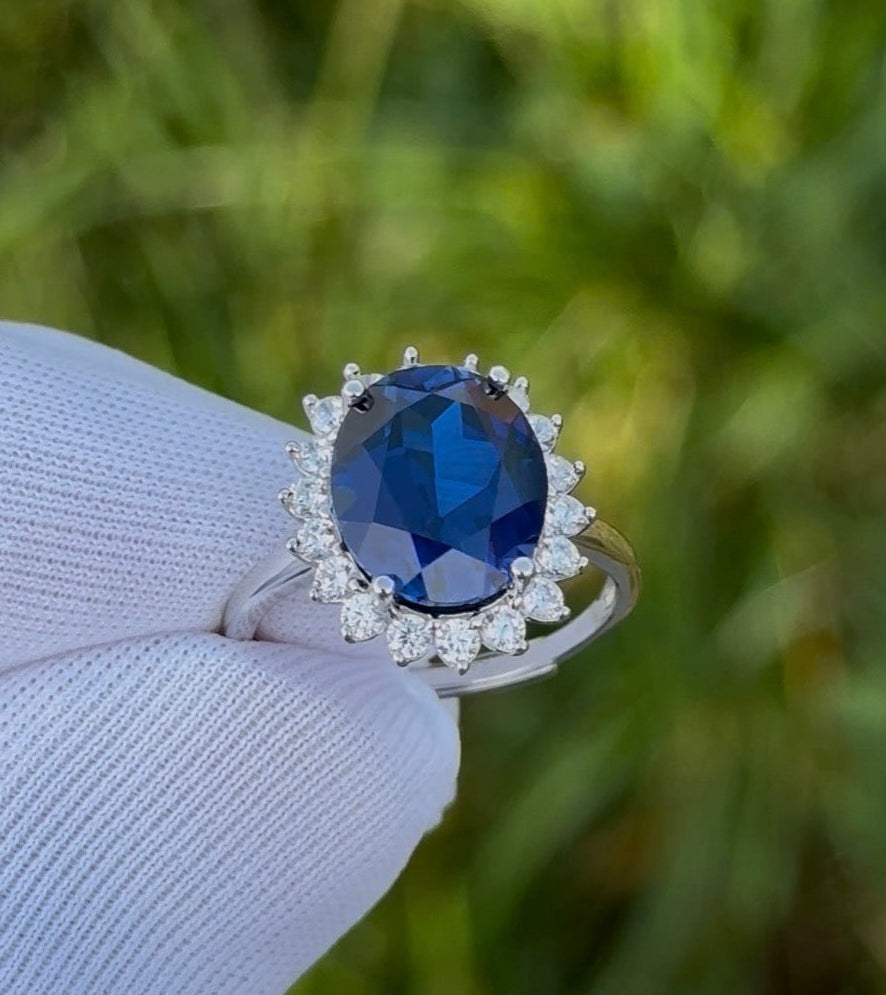 4ct Real Lab Created Sapphire Ring made with 925 sterling silver. Adjustable