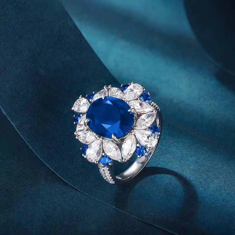 6ct Real Sapphire Ring with 925 silver for women