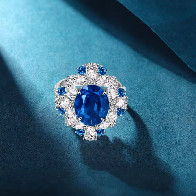 6ct Real Sapphire Ring with 925 silver for women