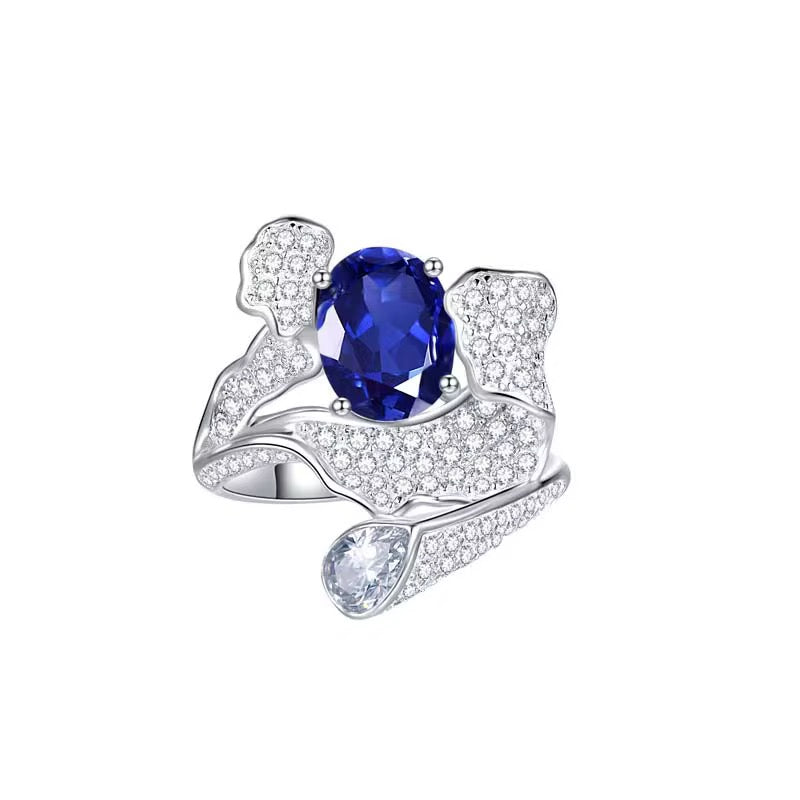 2ct Real Sapphire Ring with 925 silver for women