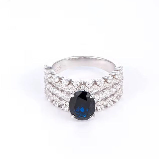 2ct Real Sapphire Ring with 925 silver for women