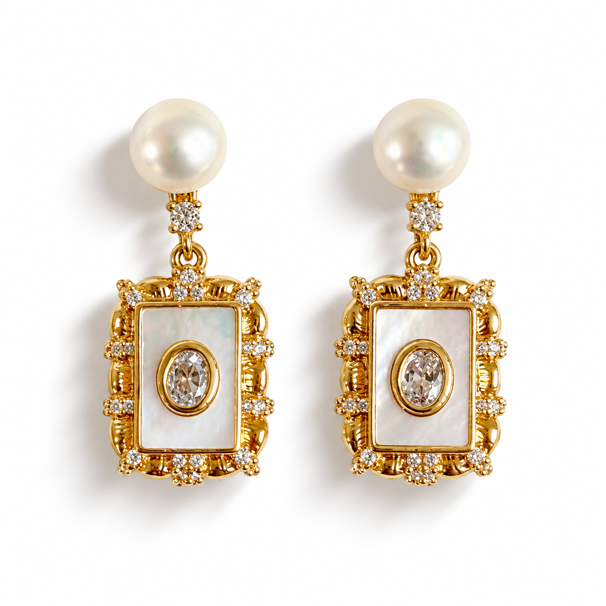 Classic Natural Pearl Silver Earrings.