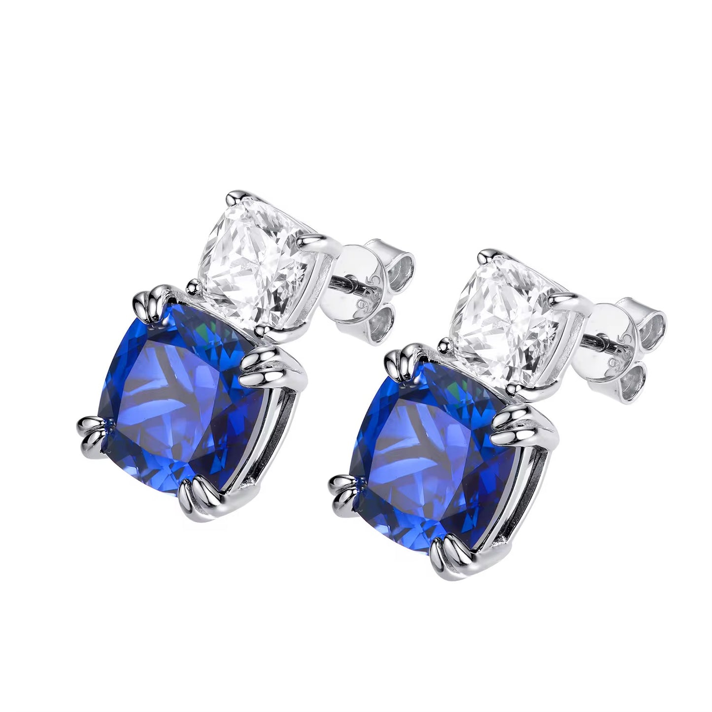 10*10mm Real Sapphire and Ruby Earrings