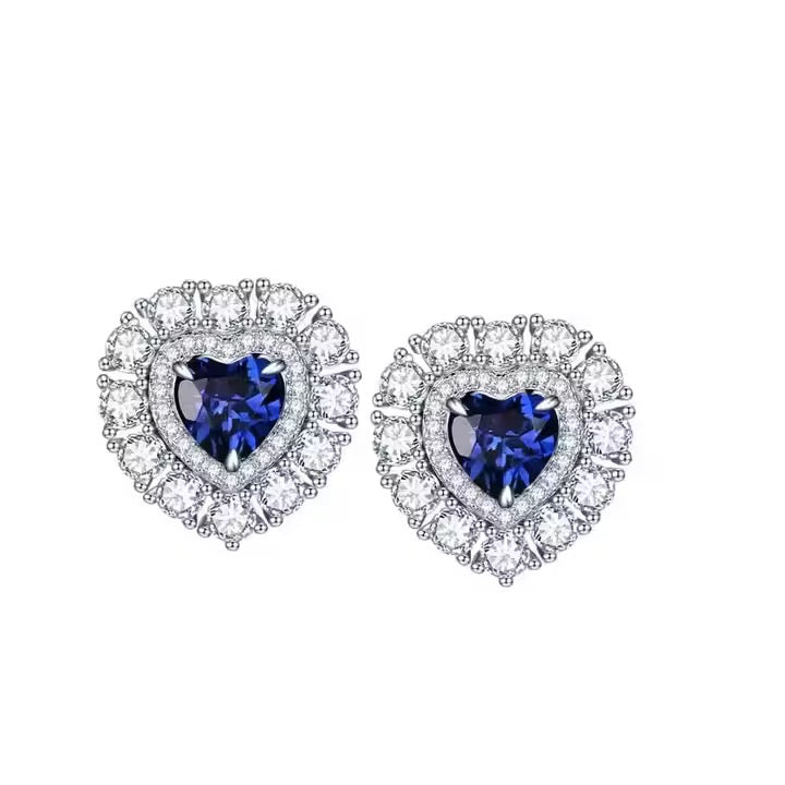 0.8ct Heart Shape Real Sapphire Earrings