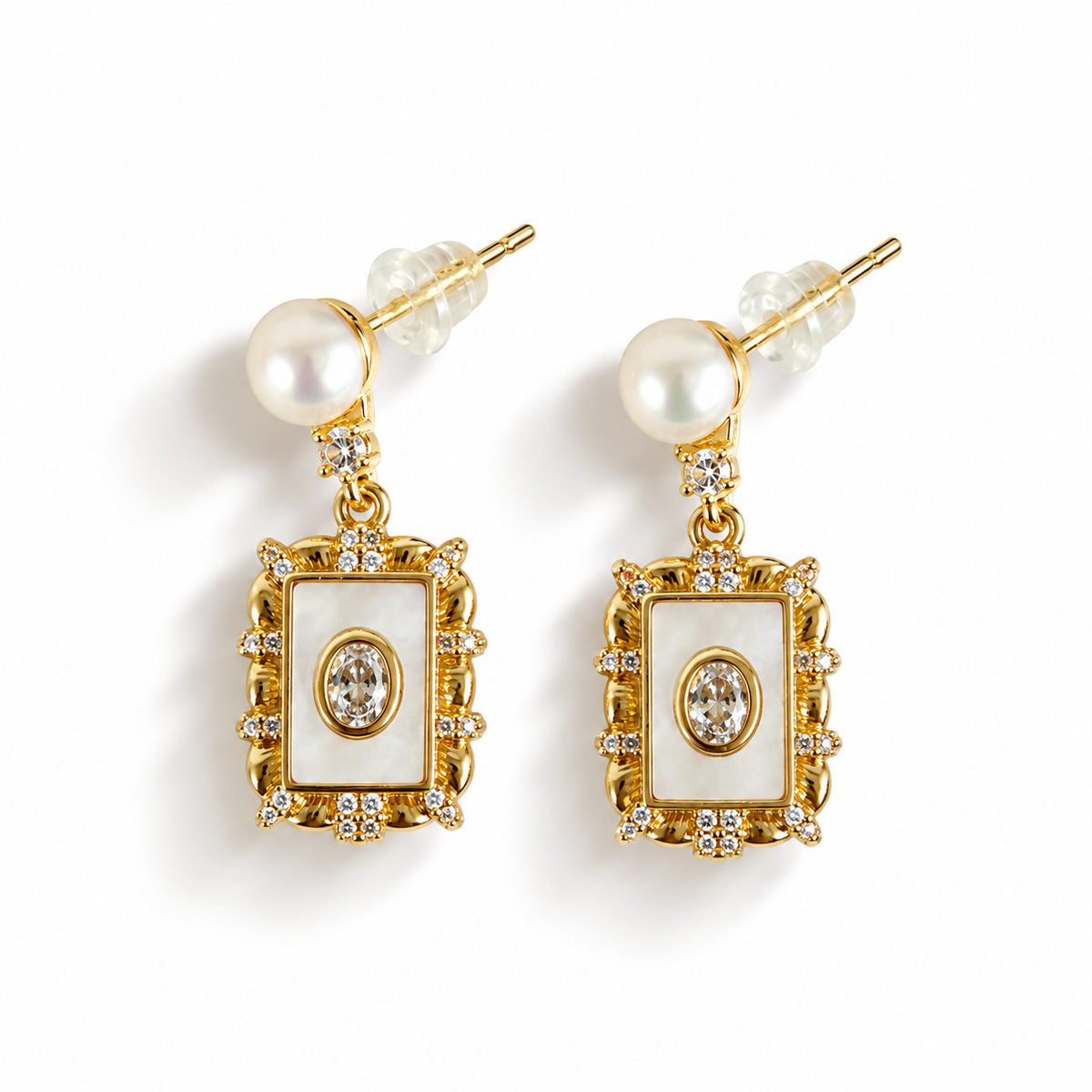 Classic Natural Pearl Silver Earrings.