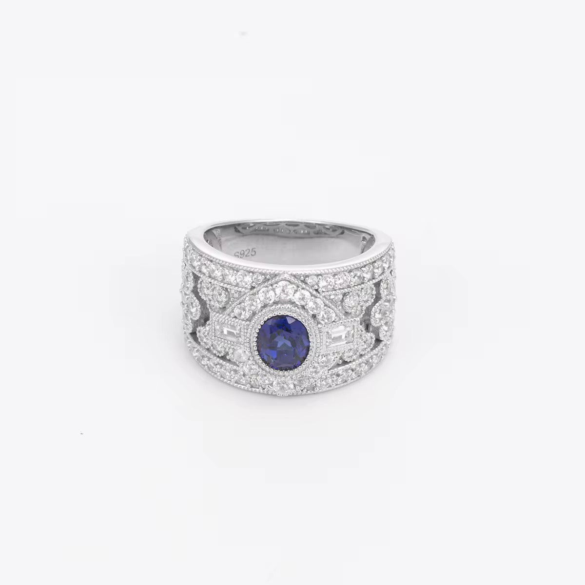 1ct Real Sapphire Ring with 925 silver for men and women
