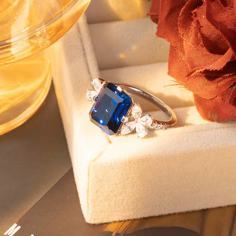 5ct Real Sapphire Ring with 925 silver for women