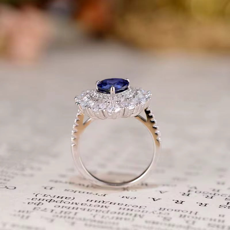 1.2ct Heart Shape Real Sapphire Ring with 925 silver for women