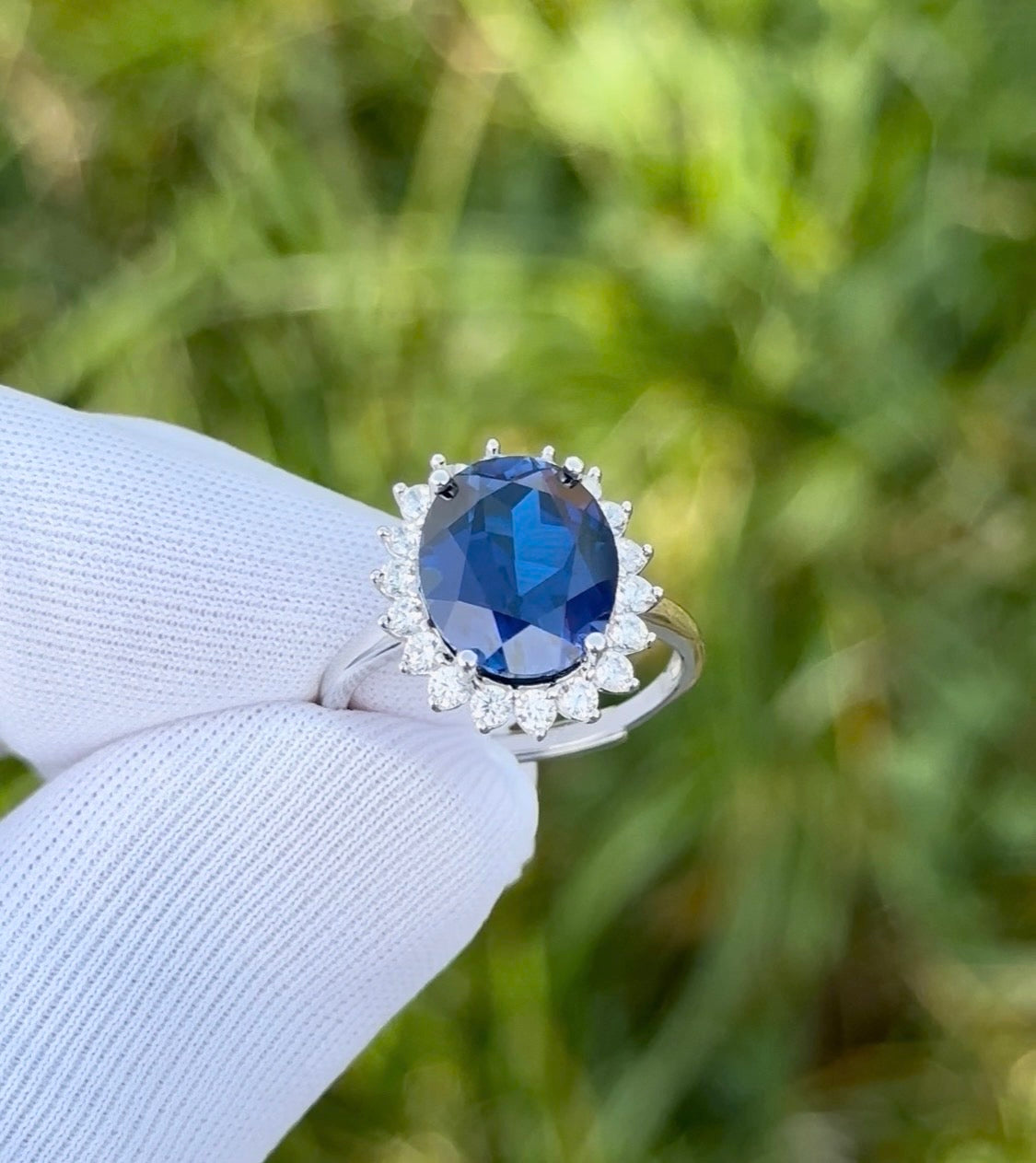 4ct Real Lab Created Sapphire Ring made with 925 sterling silver. Adjustable