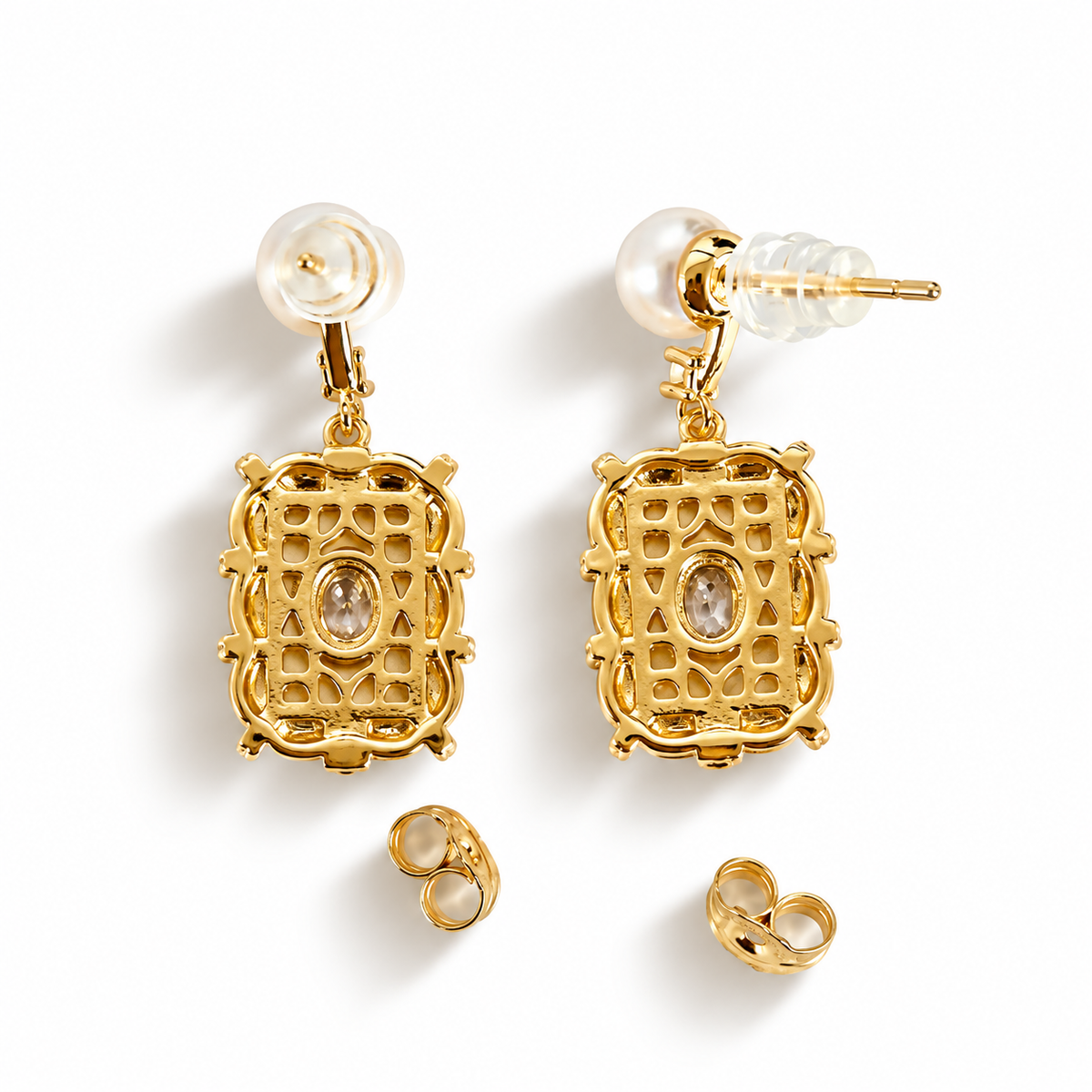Classic Natural Pearl Silver Earrings.