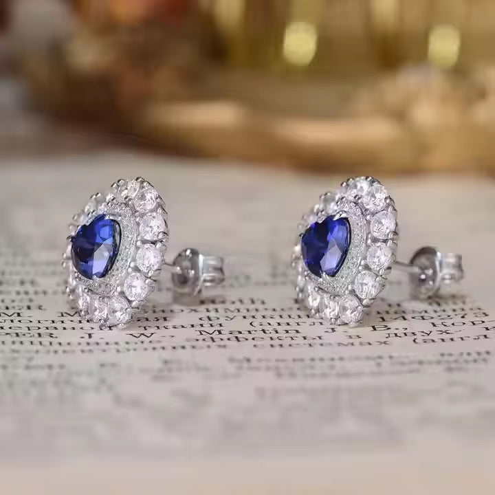0.8ct Heart Shape Real Sapphire Earrings