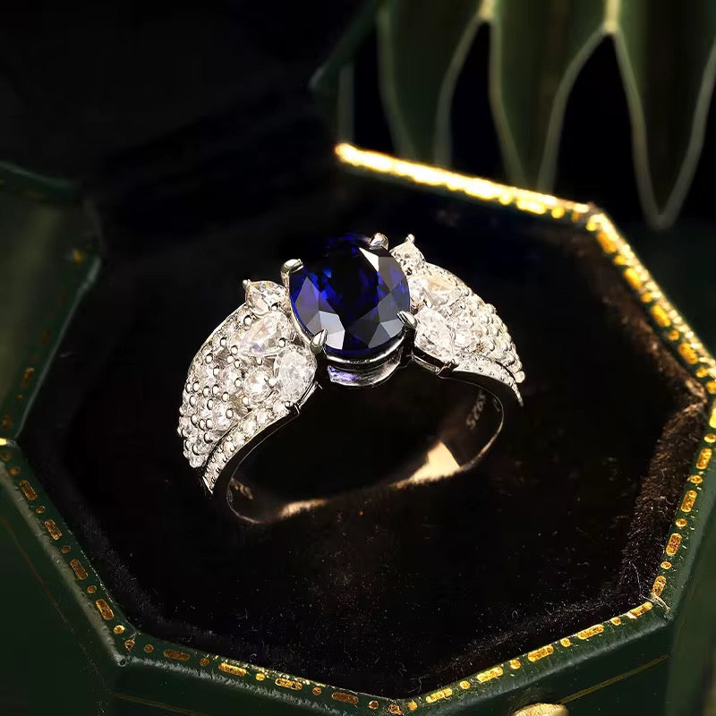6*8mm Oval Cut Real Sapphire Ring