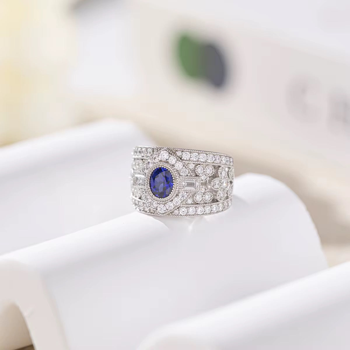 1ct Real Sapphire Ring with 925 silver for men and women