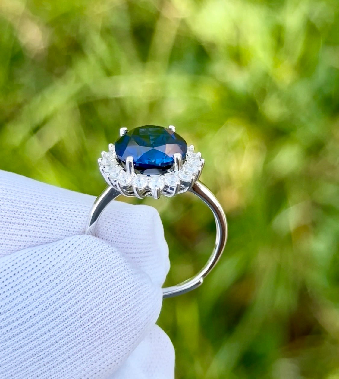 4ct Real Lab Created Sapphire Ring made with 925 sterling silver. Adjustable