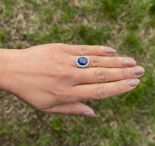 4ct Real Lab Created Sapphire Ring made with 925 sterling silver. Adjustable