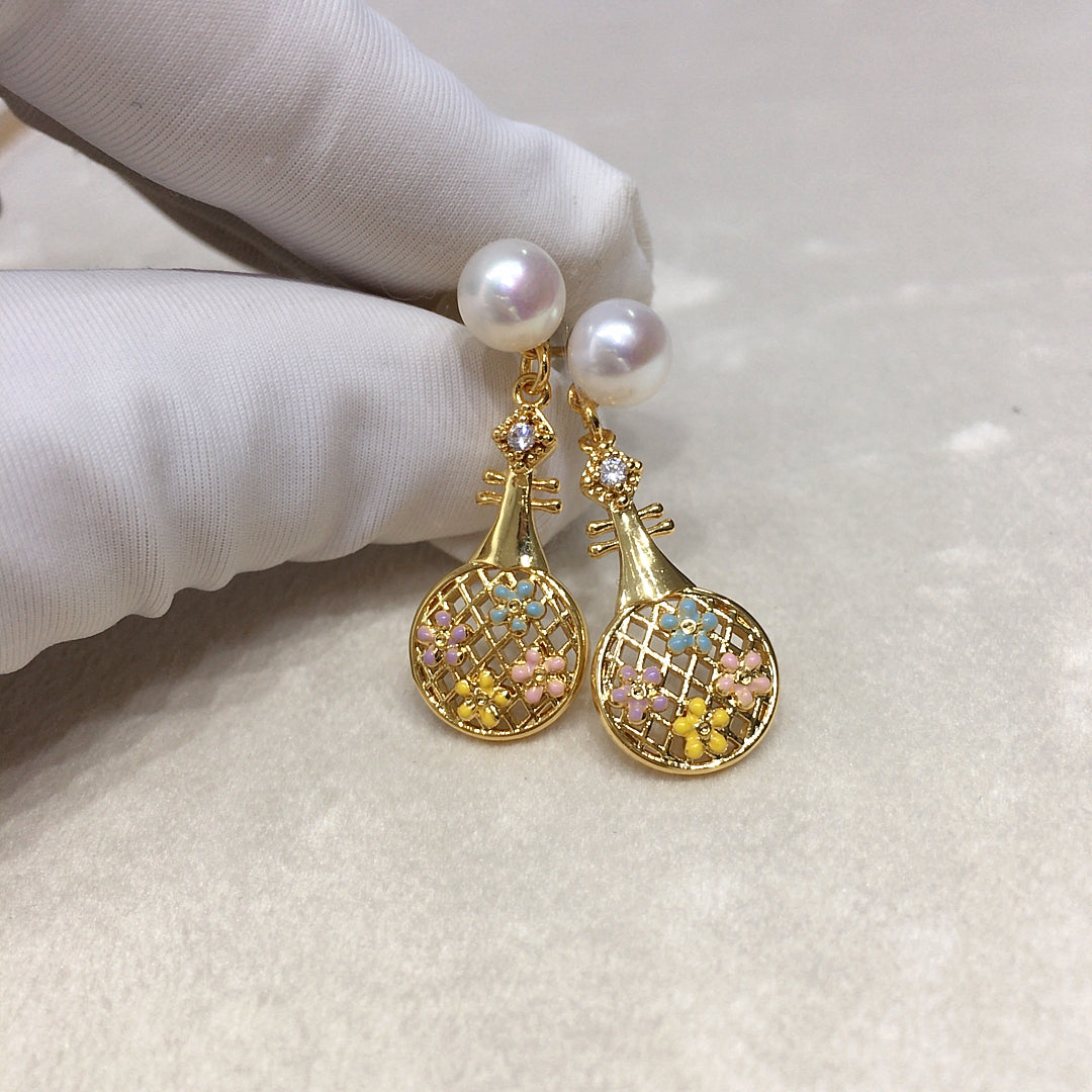 Handmade Natural Freshwater Pearl Earrings.