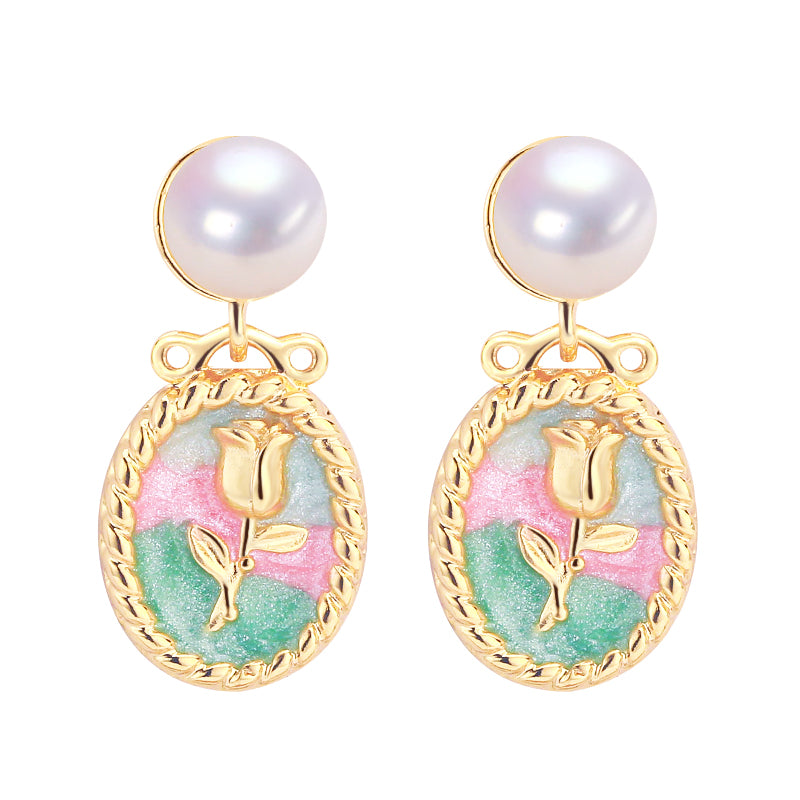 Handmade Natural Freshwater Pearl Earrings.