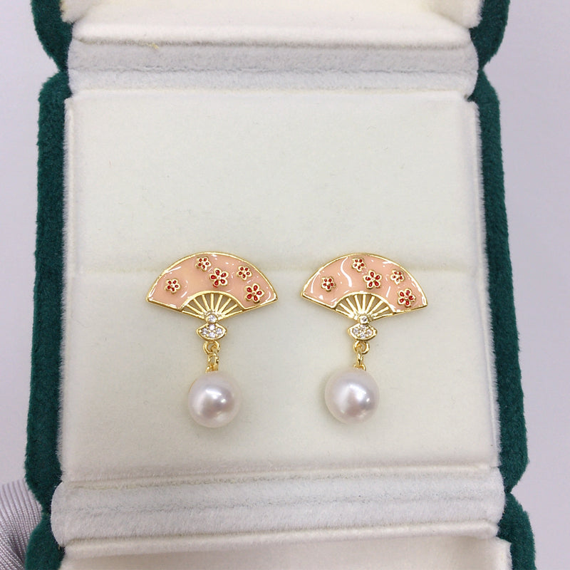 Handmade Natural Freshwater Pearl Earrings.