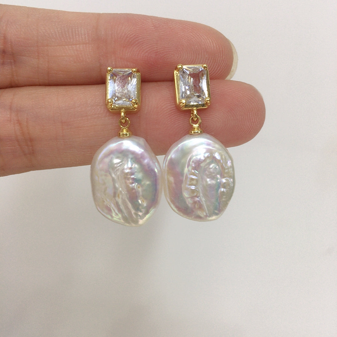 Handmade Natural Freshwater Pearl Earrings.