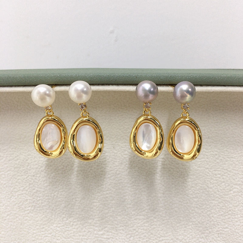 Handmade Natural Freshwater Pearl Earrings.