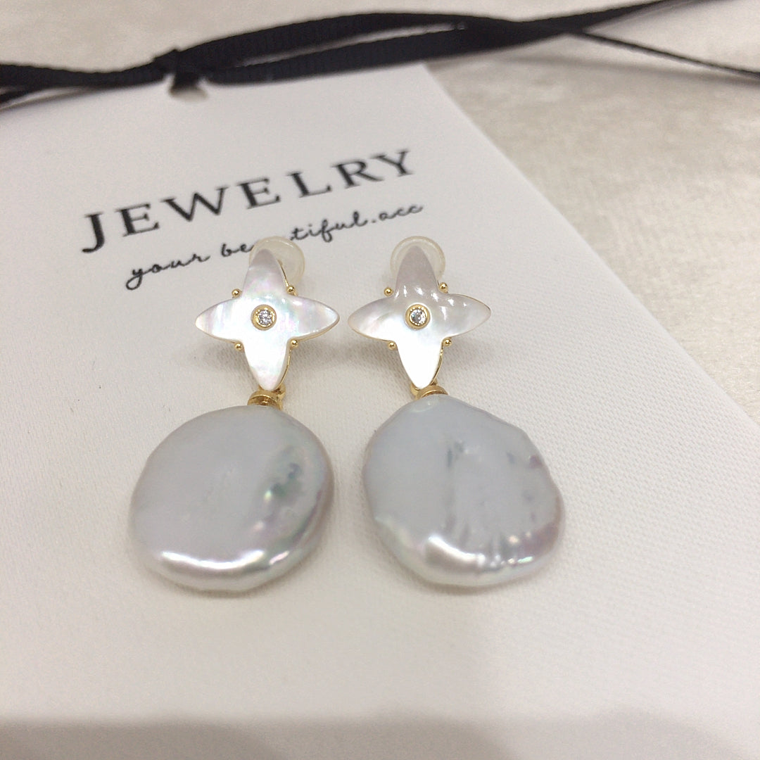 Handmade Natural Freshwater Pearl Earrings.