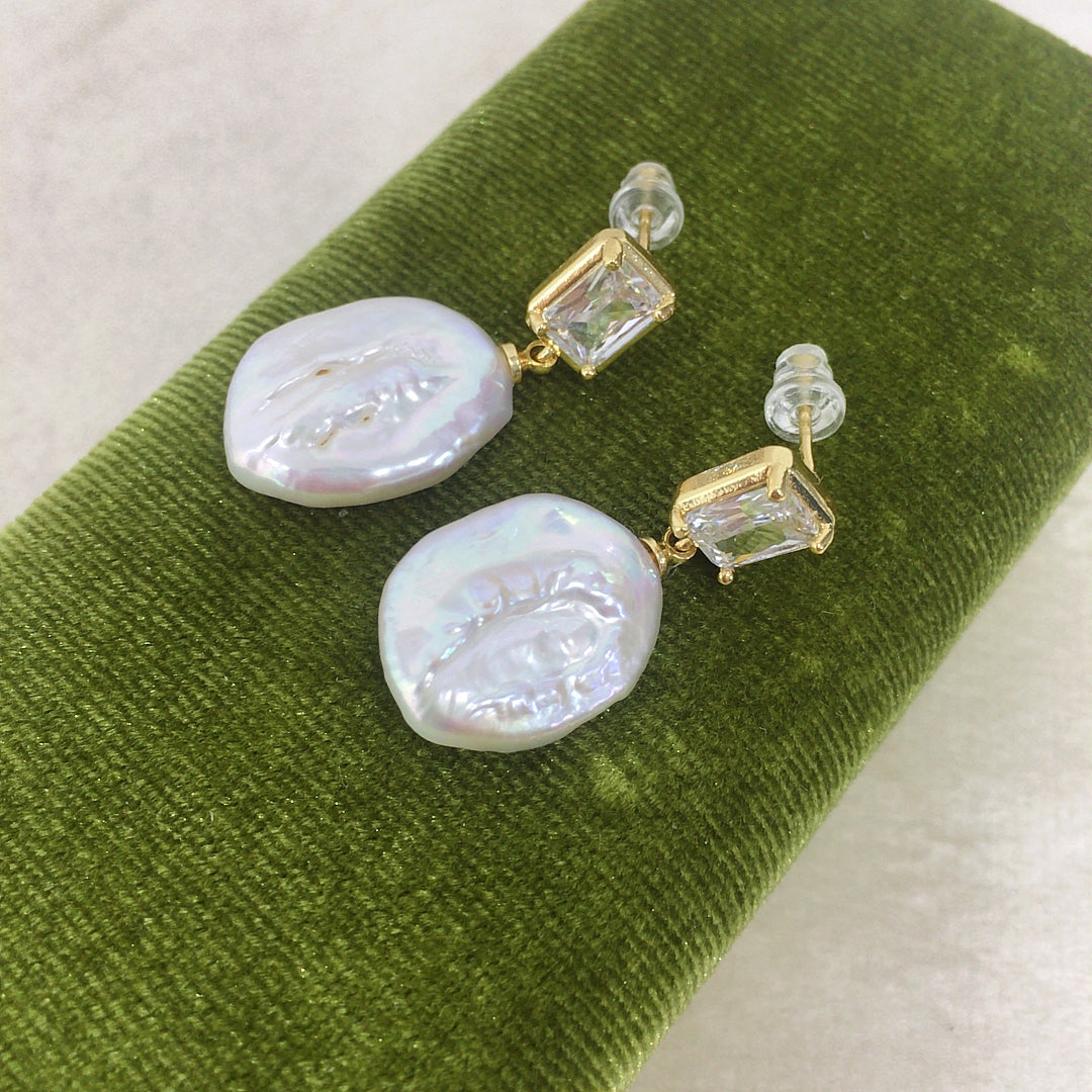 Handmade Natural Freshwater Pearl Earrings.