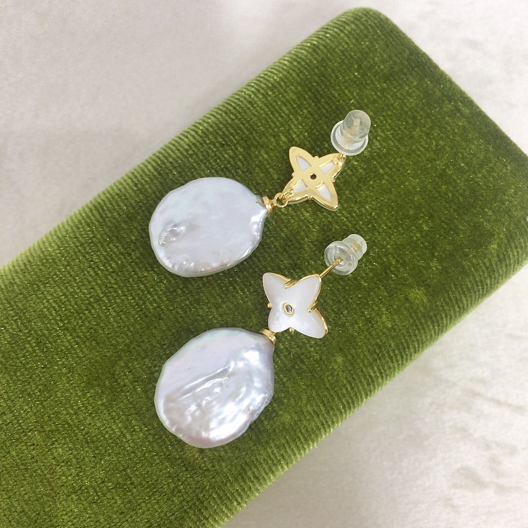 Handmade Natural Freshwater Pearl Earrings.