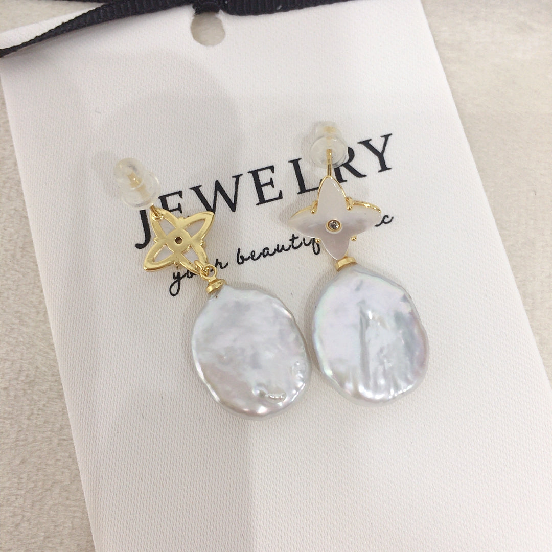 Handmade Natural Freshwater Pearl Earrings.