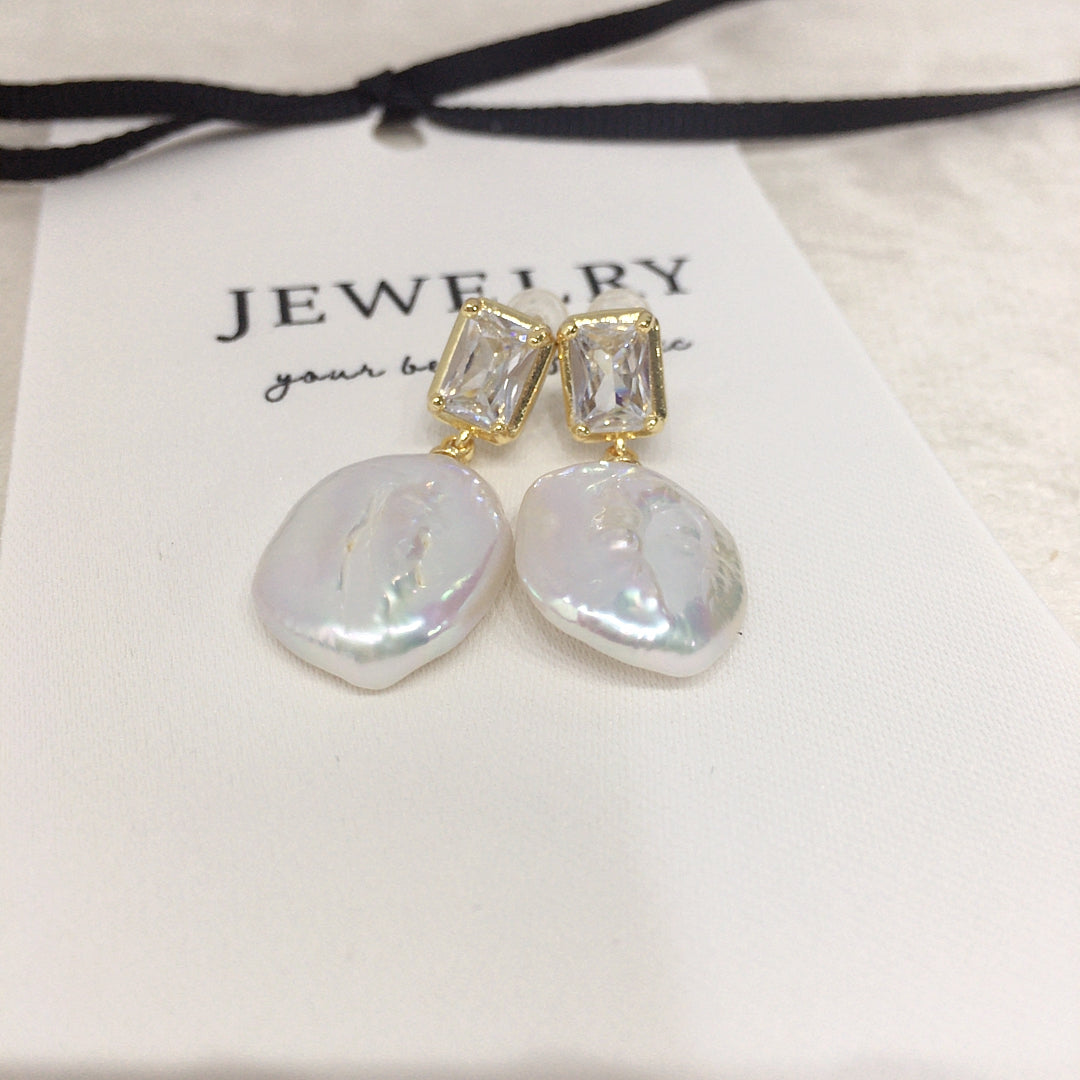 Handmade Natural Freshwater Pearl Earrings.